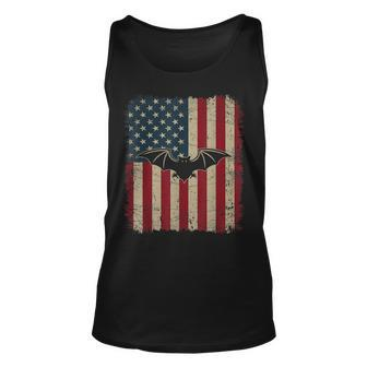 Vintage Usa Flag Bat Animals Lover Zookeeper Fathers Day Unisex Tank Top | Mazezy