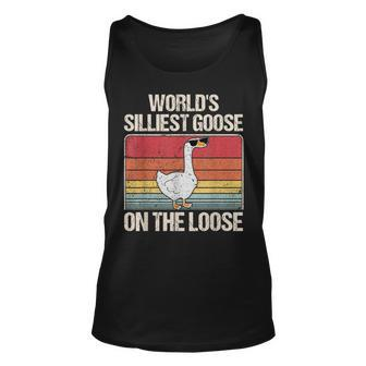 Vintage Worlds Silliest Goose On The Loose Funny Saying Unisex Tank Top | Mazezy AU