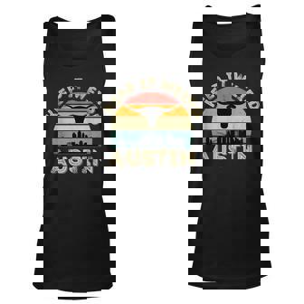 Vintge Austin Texas Keep It Weird Longhorn Sunset Gift Unisex Tank Top - Thegiftio