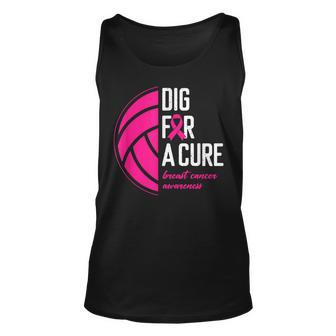 Volleyball Pink Out Dig For A Cure Breast Cancer Awareness Tank Top - Seseable