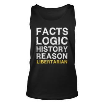 Votegold Vintage Distressed Libertarian - Facts & Logic Unisex Tank Top | Mazezy