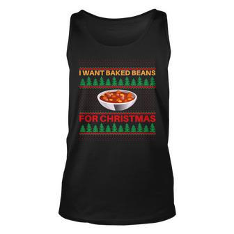 I Want Baked Beans For Christmas Ugly Christmas Sweater Tank Top - Monsterry
