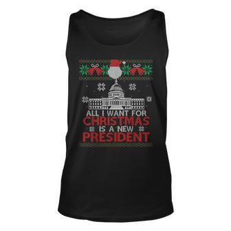 All I Want For Christmas Is A New President Ugly Sweater Tank Top - Monsterry