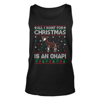 All I Want For Christmas Is An Okapi Ugly Xmas Sweater Tank Top | Mazezy CA