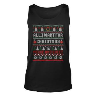All I Want For Christmas Is Peace And Quiet Ugly Sweater Tank Top | Mazezy AU