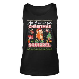 All I Want For Christmas Is A Squirrel Ugly Sweater Farmer Tank Top - Monsterry CA
