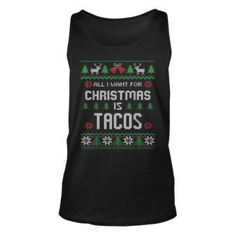 All I Want For Christmas Is Tacos Ugly Christmas Sweater Tank Top - Monsterry CA