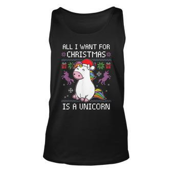 All I Want For Christmas Is A Unicorn Ugly Christmas Sweater Tank Top - Monsterry