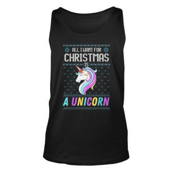 All I Want For Christmas Is A Unicorn Ugly Sweater Xmas Fun Tank Top | Mazezy