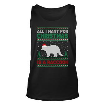 All I Want For Xmas Is A Raccoon Ugly Christmas Sweater Tank Top | Mazezy UK