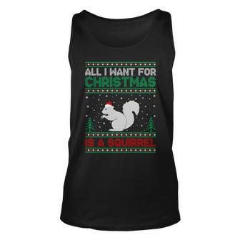 All I Want For Xmas Is A Squirrel Ugly Christmas Sweater Tank Top - Monsterry