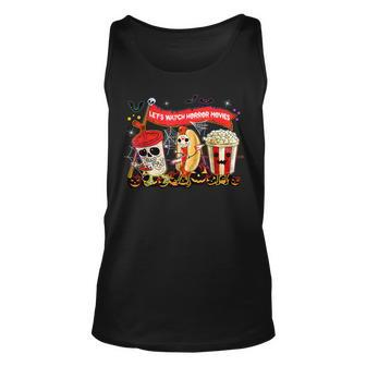 Lets Watch Horror Movies Halloween Ghost Skeleton Tank Top | Mazezy UK