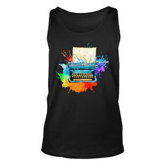 Watercolor Typewriter Writing For Writer Creative Retro Tank Top - Monsterry