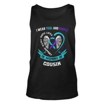I Wear Teal And Purple For My Cousin Suicide Awareness Tank Top | Mazezy