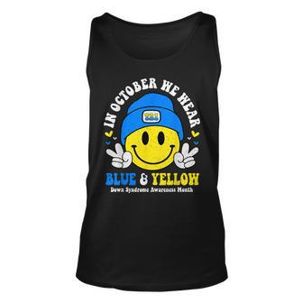 We Wear Yellow Blue Smile Face For Down Syndrome Awareness Tank Top | Mazezy