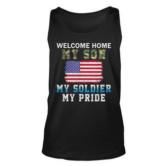 Welcome Home My Son Soldier Homecoming Reunion Army Us Flag Tank Top | Mazezy