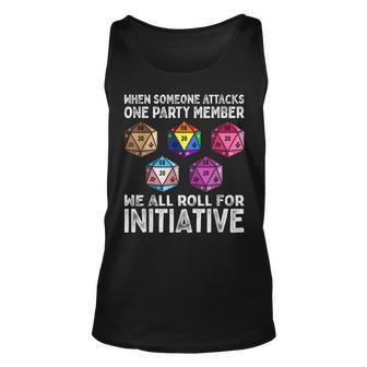 When Someone Attacks One Party Member D20 Dice Lgbtq Ally Unisex Tank Top | Mazezy