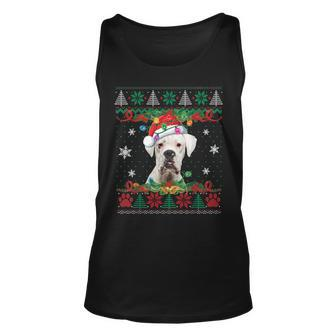 White Boxer Christmas Santa Ugly Sweater Dog Lover Xmas Tank Top - Monsterry CA