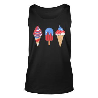 White Red Blue Ice Cream American Flag 4Th Of July  Unisex Tank Top