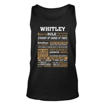 Whitley Name Gift Whitley Born To Rule Unisex Tank Top - Seseable