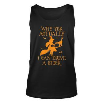 Why Yes Actually I Can Drive A Stick Witch Halloween Costume Halloween Tank Top | Mazezy