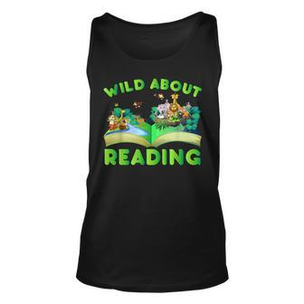 Wild About Reading Animals Reading Books And Bookworm Reading Tank Top | Mazezy