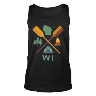 Wisconsin Camping Canoeing And Hiking Nature Unisex Tank Top | Mazezy