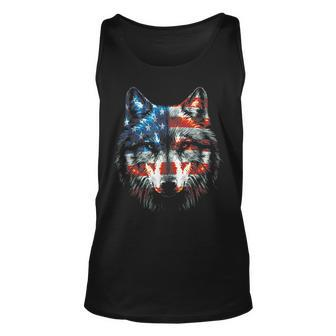 Wolf American Flag Usa 4Th Of July Patriotic Wolf Lover Patriotic Tank Top | Mazezy