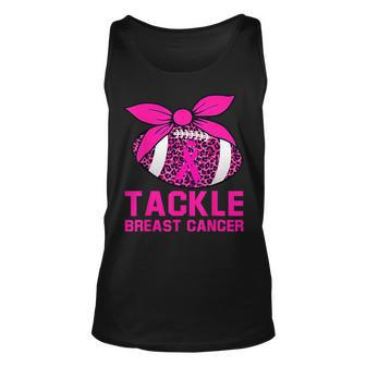 Woman Tackle Football Pink Ribbon Breast Cancer Awareness Unisex Tank Top - Seseable