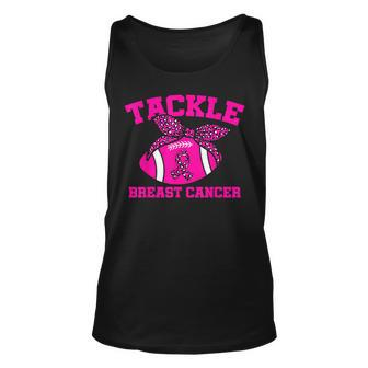 Woman Tackle Football Ribbon Breast Cancer Awareness Tank Top - Monsterry