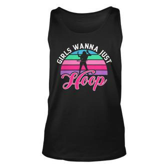 Womens Girls Wanna Just Hula Hoop Hooper Hooping Fitness Sports Unisex Tank Top - Monsterry