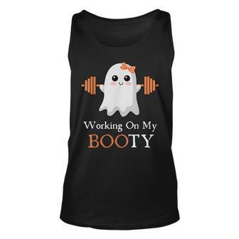 Working On My Booty Boo-Ty Halloween Gym Ghost Pun Tank Top - Seseable