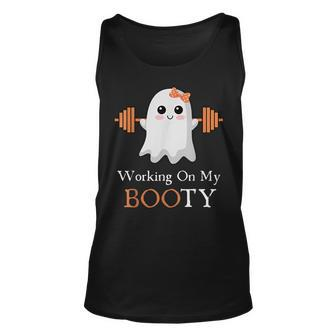 Working On My Booty Boo-Ty Halloween Gym Ghost Pun Tank Top - Thegiftio UK