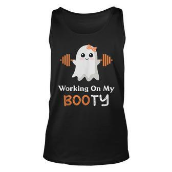 Working On My Booty Halloween Gym Ghost Boo-Ty Pun Tank Top - Thegiftio UK