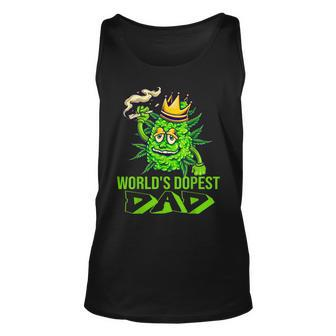 Worlds Dopest Dad Funny Cannabis Leaf Weed Fathers Day Unisex Tank Top | Mazezy