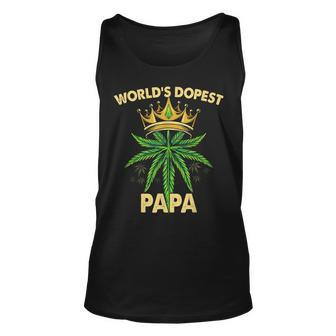 Worlds Dopest Papa Cannabis 420 Fathers Day Weed Dad Unisex Tank Top - Seseable