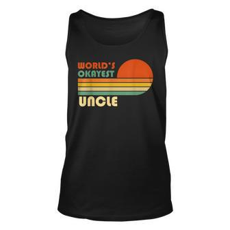 Worlds Okayest Uncle Funny Retro Unisex Tank Top | Mazezy