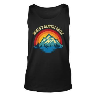 Worlds Okayest Uncle - Funny Uncle Gift Retro Vintage Unisex Tank Top | Mazezy