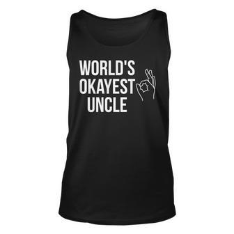 Worlds Okayest Uncle Gag Gift Unisex Tank Top | Mazezy