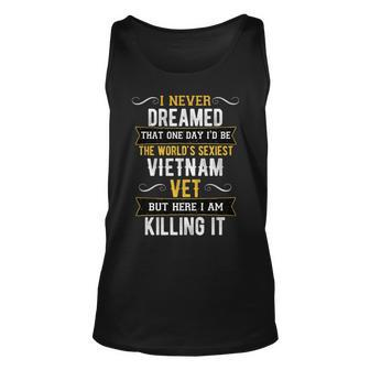 Worlds Sexiest Vietnam Vet Funny Sayings Unisex Tank Top | Mazezy