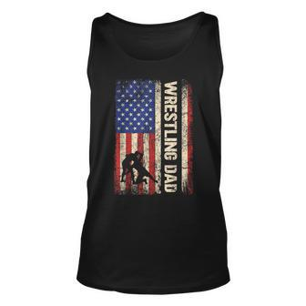 Wrestling Dad Usa American Flag Wrestle Men Fathers Day   Unisex Tank Top