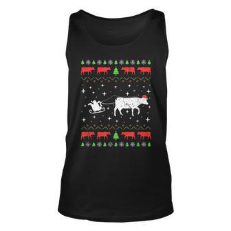 Xmas Cow Farmer Ugly Christmas Sweater Tank Top | Mazezy