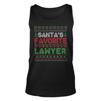 Xmas Santa's Favorite Lawyer Ugly Christmas Sweater Tank Top - Monsterry DE