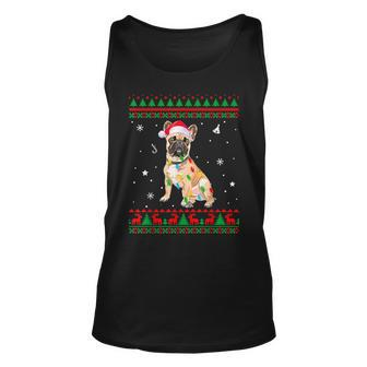 Xmas Ugly Sweater Christmas Lights French Bulldog Dog Lover Tank Top - Monsterry CA