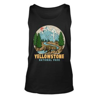 Yellowstone National Park Bison Retro Hiking Camping Outdoor Tank Top | Mazezy CA