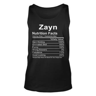 Zayn Name Funny Gift Zayn Nutrition Facts V2 Unisex Tank Top - Seseable