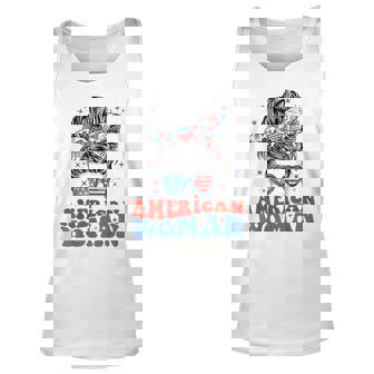 4Th Of July Wavy American Woman Happy America Usa Fireworks Usa Tank Top | Mazezy
