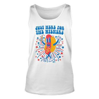 4Th Of July Groovy Hot Dog Im Just Here For The Wieners Unisex Tank Top - Thegiftio UK