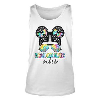 5Th Grade Vibes Messy Hair Bun Girl Back To School First Day Unisex Tank Top - Seseable