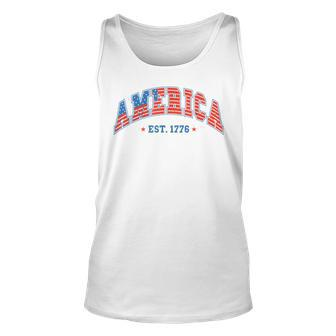 America Est 1776 Patriotic Usa 4Th Of July America Flag Unisex Tank Top | Mazezy